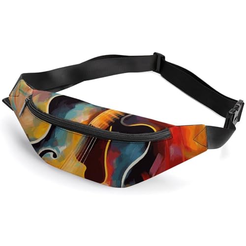 Bauchtasche für Herren und Damen, abstrakte Aquarell-Gitarre, kleine Gürteltasche mit verstellbarem Riemen, wasserdichte Schultertasche, modische Umhängetasche, Bauchtasche für Reisen, Wandern, Bauchtasche für Herren und Damen, abstrakte Aquarell-Gitarre, kleine Gürteltasche mit verstellbarem Riemen, wasserdichte Schultertasche, modische Umhängetasche, Bauchtasche für Reisen, Wandern, von NWGHM