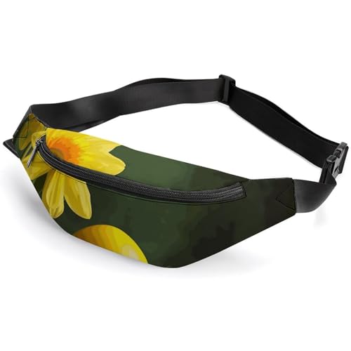 Bauchtasche für Herren und Damen, gelbe Blume und Ei, kleine Gürteltasche mit verstellbarem Riemen, wasserdichte Schultertasche, modische Umhängetasche, Bauchtasche für Reisen, Wandern, Laufen, Weiß, Bauchtasche für Herren und Damen, gelbe Blume und Ei, kleine Gürteltasche mit verstellbarem Riemen, wasserdichte Schultertasche, modische Umhängetasche, Bauchtasche für Reisen, Wandern, Laufen, Weiß, von NWGHM