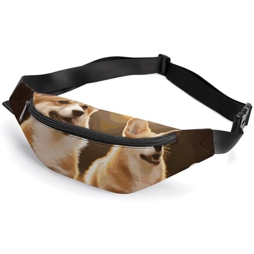 Bauchtasche für Herren und Damen, niedlicher Corgi-Hund, kleine Gürteltasche mit verstellbarem Riemen, wasserdichte Schultertasche, modische Umhängetasche, Bauchtasche für Reisen, Wandern, Laufen, von NWGHM