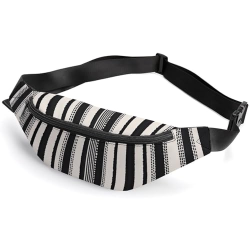 Bauchtasche für Herren und Damen, schwarz und weiß gestreift, kleine Gürteltasche mit verstellbarem Riemen, wasserdichte Schultertasche, modische Umhängetasche, Bauchtasche für Reisen, Wandern, Bauchtasche für Herren und Damen, schwarz und weiß gestreift, kleine Gürteltasche mit verstellbarem Riemen, wasserdichte Schultertasche, modische Umhängetasche, Bauchtasche für Reisen, Wandern, von NWGHM