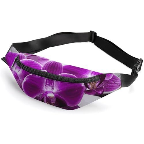 Bauchtasche für Herren und Damen, violett, Schmetterlings-Orchidee, kleine Gürteltasche mit verstellbarem Riemen, wasserdichte Schultertasche, modische Umhängetasche, Bauchtasche für Reisen, Wandern, Bauchtasche für Herren und Damen, violett, Schmetterlings-Orchidee, kleine Gürteltasche mit verstellbarem Riemen, wasserdichte Schultertasche, modische Umhängetasche, Bauchtasche für Reisen, Wandern, von NWGHM