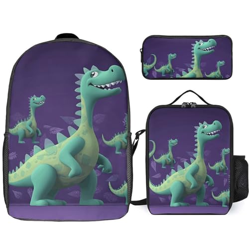 NWGHM Cartoon-Dinosaurier-Rucksack-Set mit Lunchbox, Federmäppchen, Reise-Laptop-Rucksack, lässiger Tagesrucksack für Männer und Frauen, Weiß, Einheitsgröße, Tagesrucksäcke, weiß, Einheitsgröße, NWGHM Cartoon-Dinosaurier-Rucksack-Set mit Lunchbox, Federmäppchen, Reise-Laptop-Rucksack, lässiger Tagesrucksack für Männer und Frauen, Weiß, Einheitsgröße, Tagesrucksäcke, weiß, Einheitsgröße, von NWGHM