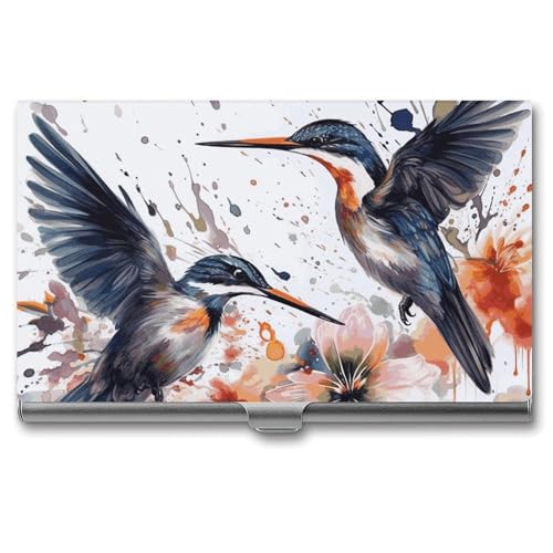 NWGHM Visitenkartenhalter für Männer und Frauen, Kunst mit Lilien, Blumen, Vögeln, Aquarell-Visitenkartenetui, Tasche, Kartenhalter, Namenskartenhalter, schlank, Metall, Visitenkarten-Organizer, NWGHM Visitenkartenhalter für Männer und Frauen, Kunst mit Lilien, Blumen, Vögeln, Aquarell-Visitenkartenetui, Tasche, Kartenhalter, Namenskartenhalter, schlank, Metall, Visitenkarten-Organizer, von NWGHM