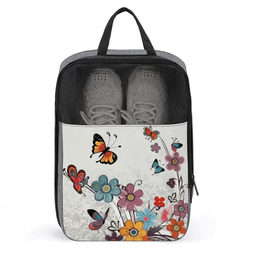 Schuhbeutel für Reisen, Cartoon, Schmetterling, Blumen, Schuhbeutel mit Reißverschluss, atmungsaktiv, Golf-Schuhtasche für Männer und Frauen, Outdoor-Schuhaufbewahrung, Organizer für Sport, Schuhbeutel für Reisen, Cartoon, Schmetterling, Blumen, Schuhbeutel mit Reißverschluss, atmungsaktiv, Golf-Schuhtasche für Männer und Frauen, Outdoor-Schuhaufbewahrung, Organizer für Sport, von NWGHM