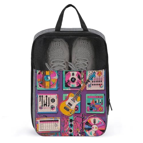 Schuhbeutel für Reisen, Musik-Thema, Gitarren-Schuhtasche mit Reißverschluss, atmungsaktiv, Golf-Schuhtasche für Männer und Frauen, Outdoor-Schuhaufbewahrung, Organizer für Sport, Geschäftsreisen, Schuhbeutel für Reisen, Musik-Thema, Gitarren-Schuhtasche mit Reißverschluss, atmungsaktiv, Golf-Schuhtasche für Männer und Frauen, Outdoor-Schuhaufbewahrung, Organizer für Sport, Geschäftsreisen, von NWGHM
