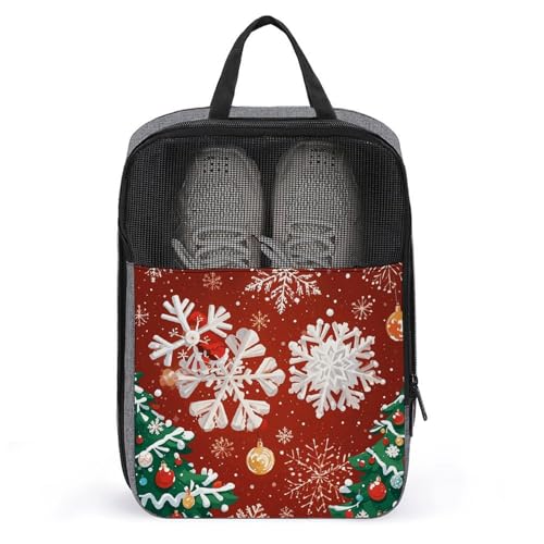 Schuhbeutel für Reisen, Schneeflocken und Weihnachtsbäume, Schuhbeutel mit Reißverschluss, atmungsaktive Golf-Schuhtasche für Männer und Frauen, Outdoor-Schuhaufbewahrung, Organizer für Sport, Schuhbeutel für Reisen, Schneeflocken und Weihnachtsbäume, Schuhbeutel mit Reißverschluss, atmungsaktive Golf-Schuhtasche für Männer und Frauen, Outdoor-Schuhaufbewahrung, Organizer für Sport, von NWGHM