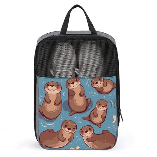 Schuhbeutel für Reisen, Tier, niedlich, braun, Otter, Schuhbeutel mit Reißverschluss, atmungsaktiv, Golf-Schuhtasche für Männer und Frauen, Outdoor-Schuhaufbewahrung, Organizer für Sport, Schuhbeutel für Reisen, Tier, niedlich, braun, Otter, Schuhbeutel mit Reißverschluss, atmungsaktiv, Golf-Schuhtasche für Männer und Frauen, Outdoor-Schuhaufbewahrung, Organizer für Sport, von NWGHM