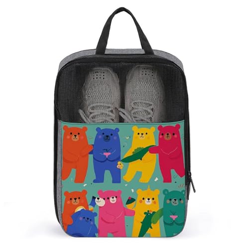 Schuhbeutel für Reisen, bunte Bären, Schuhbeutel mit Reißverschluss, atmungsaktiv, Golf-Schuhtasche für Männer und Frauen, Outdoor-Schuhaufbewahrung, Organizer für Sport, Geschäftsreisen, Schuhbeutel für Reisen, bunte Bären, Schuhbeutel mit Reißverschluss, atmungsaktiv, Golf-Schuhtasche für Männer und Frauen, Outdoor-Schuhaufbewahrung, Organizer für Sport, Geschäftsreisen, von NWGHM