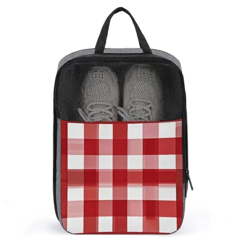 Schuhbeutel für Reisen, rot kariert, weiß, quadratisch, Schuhbeutel mit Reißverschluss, atmungsaktiv, Golf-Schuhtasche für Männer und Frauen, Outdoor-Schuhaufbewahrung, Organizer für Sport, Schuhbeutel für Reisen, rot kariert, weiß, quadratisch, Schuhbeutel mit Reißverschluss, atmungsaktiv, Golf-Schuhtasche für Männer und Frauen, Outdoor-Schuhaufbewahrung, Organizer für Sport, von NWGHM