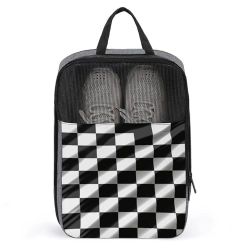 Schuhbeutel für Reisen, schwarz-weiß, karierte Flagge, Schuhbeutel mit Reißverschluss, atmungsaktiv, Golf-Schuhtasche für Männer und Frauen, Outdoor-Schuhaufbewahrung, Organizer für Sport, Schuhbeutel für Reisen, schwarz-weiß, karierte Flagge, Schuhbeutel mit Reißverschluss, atmungsaktiv, Golf-Schuhtasche für Männer und Frauen, Outdoor-Schuhaufbewahrung, Organizer für Sport, von NWGHM