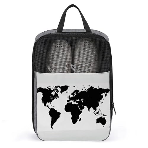 Schuhbeutel für Reisen, schwarze Weltkarte, Schuhbeutel mit Reißverschluss, atmungsaktiv, Golf-Schuhtasche für Männer und Frauen, Outdoor-Schuhaufbewahrung, Organizer für Sport, Geschäftsreisen, Schuhbeutel für Reisen, schwarze Weltkarte, Schuhbeutel mit Reißverschluss, atmungsaktiv, Golf-Schuhtasche für Männer und Frauen, Outdoor-Schuhaufbewahrung, Organizer für Sport, Geschäftsreisen, von NWGHM