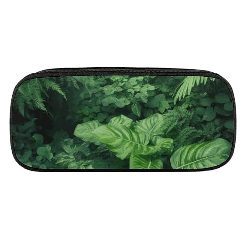 NWTRJ Dicht wachsendes Federmäppchen mit grünen Pflanzen, wasserdichtes Leder-Federmäppchen, großes Fassungsvermögen, für Stifte, Kosmetik, Make-up-Tasche für Damen und Herren, Stil:, Einheitsgröße von NWTRJ