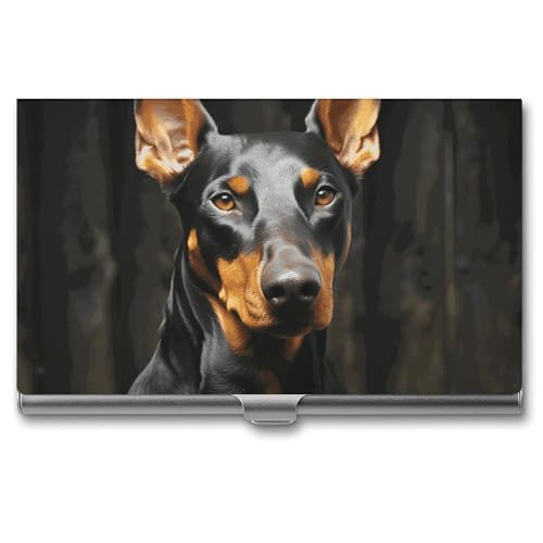NWTRJ Doberman Visitenkartenhalter, schlank, tragbar, Visitenkartenetui, Metalltasche, Namenskartenhalter, Brieftasche für Männer und Frauen, Büro, Reisen von NWTRJ