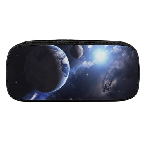 NWTRJ Earth and Moon Federmäppchen, wasserdicht, Leder, großes Fassungsvermögen, für Stifte, Kosmetik, Make-up-Tasche für Damen und Herren, Stil:, Einheitsgröße von NWTRJ