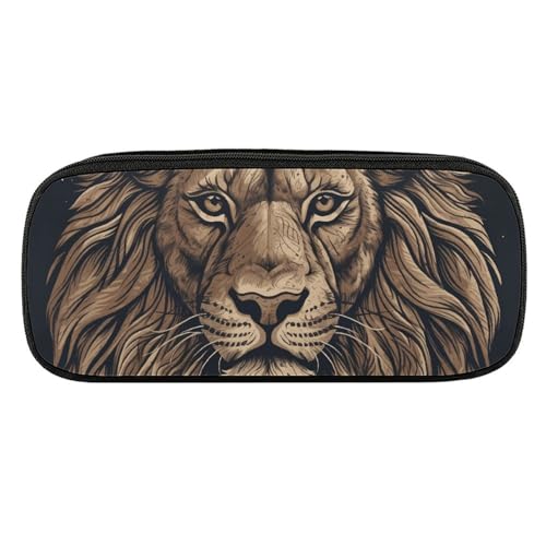 NWTRJ Federmäppchen mit Cartoon-Löwen-Design, wasserdicht, Leder, große Kapazität, für Stifte, Pounch, Kosmetik, Make-up-Tasche für Damen und Herren, Stil:, Einheitsgröße von NWTRJ