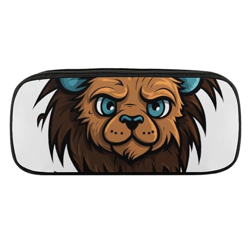 NWTRJ Federmäppchen mit Löwen-Design, wasserdicht, Leder, großes Fassungsvermögen, für Stifte, Pounch, Kosmetik, Make-up-Tasche für Damen und Herren, Stil:, Einheitsgröße von NWTRJ
