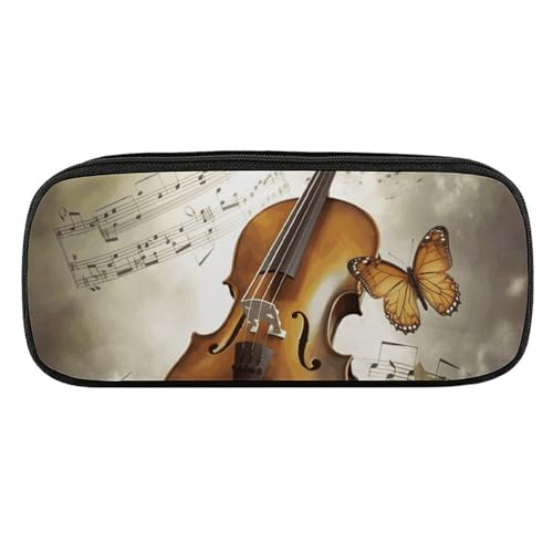 NWTRJ Federmäppchen mit Schmetterlings- und Cello-Design, wasserdicht, Leder, großes Fassungsvermögen, für Stifte, Pounch, Kosmetik, Make-up-Tasche für Damen und Herren, Stil:, Einheitsgröße von NWTRJ