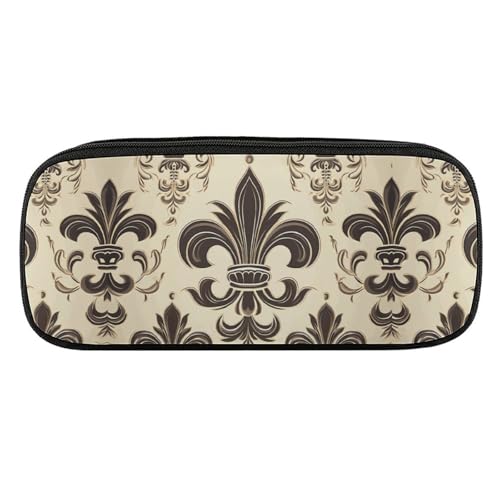 NWTRJ Fleur-de-Lis und Mantelarme, Ritter-Federmäppchen, wasserdicht, Leder, großes Fassungsvermögen, Stifte-Pounch-Kosmetik-Make-up-Tasche für Damen und Herren, Stil:, Einheitsgröße von NWTRJ