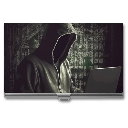NWTRJ Hacker Visitenkartenhalter, schlank, tragbar, Visitenkartenetui, Metalltasche, Namenskartenhalter, Brieftasche für Männer und Frauen, Büro, Reisen von NWTRJ