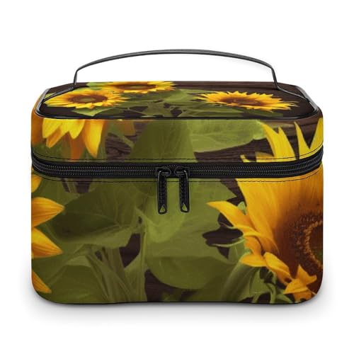 NWTRJ Kosmetiktasche mit Sonnenblumen-Motiv, tragbar, wasserdicht, PU-Leder, Make-up-Pinselhalter, Kulturbeutel für Damen, Stil, 25 x 18 x 15 cm, Stil:, 25x18x15cm NWTRJ Kosmetiktasche mit Sonnenblumen-Motiv, tragbar, wasserdicht, PU-Leder, Make-up-Pinselhalter, Kulturbeutel für Damen, Stil, 25 x 18 x 15 cm, Stil:, 25x18x15cm von NWTRJ
