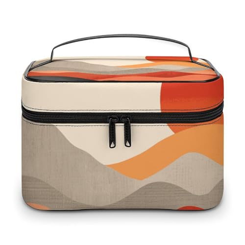 NWTRJ Make-up-Tasche mit Retro-Bildern, tragbar, wasserdicht, PU-Leder, Make-up-Pinselhalter, Kulturbeutel für Damen, Stil, 25 x 18 x 15 cm, Stil:, 25x18x15cm von NWTRJ