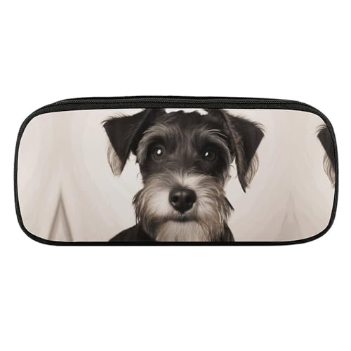 NWTRJ Niedliches Schnauzer-Federmäppchen, wasserdicht, Leder, großes Fassungsvermögen, Stifte-Pounch-Kosmetik-Make-up-Tasche für Damen und Herren, Stil:, Einheitsgröße von NWTRJ