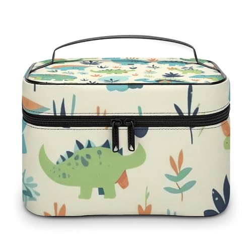 NWTRJ Reise-Make-up-Tasche mit Dinosaurier-Muster, tragbar, wasserdicht, PU-Leder, Make-up-Pinselhalter, Kulturbeutel für Damen, Stil, 25 x 18 x 15 cm, Stil:, 25x18x15cm von NWTRJ