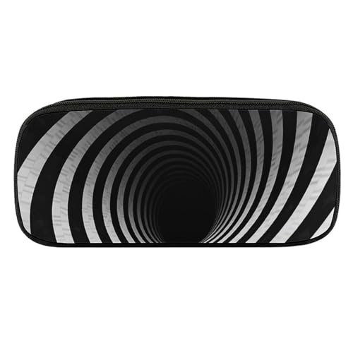 NWTRJ Schwarzes und weißes Federmäppchen mit Spiral-Tunnel, wasserdicht, Leder, großes Fassungsvermögen, für Stifte und Kosmetik, Make-up-Tasche für Damen und Herren, Stil:, Einheitsgröße von NWTRJ