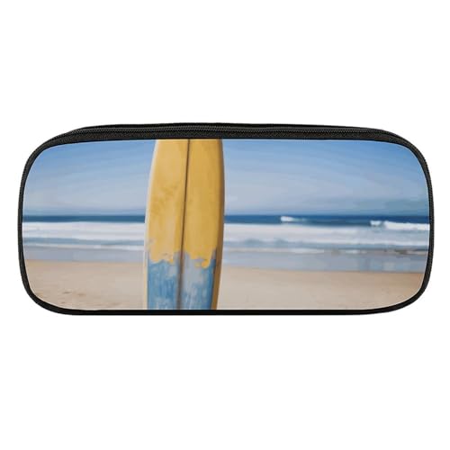 NWTRJ Strand-Surfbrett-Federmäppchen, wasserdicht, Leder, großes Fassungsvermögen, für Stifte, Pounch, Kosmetik, Make-up-Tasche für Damen und Herren, Stil:, Einheitsgröße von NWTRJ