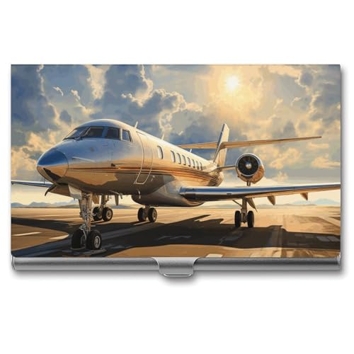 NWTRJ Visitenkartenetui für Privatflugzeug, schlank, tragbar, Visitenkartenetui, Metalltasche, Namenskartenhalter, Brieftasche für Männer und Frauen, Büro, Reisen, Stil: von NWTRJ