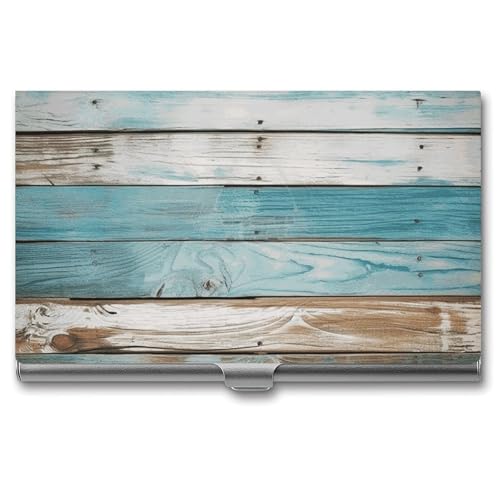 NWTRJ Visitenkartenhalter im Vintage-Stil, Strand-Design, aus Holz, schmal, tragbar, Visitenkartenetui, Metalltasche, Namenskartenhalter, Geldbörse für Männer und Frauen, Büro, Reisen, Stil: NWTRJ Visitenkartenhalter im Vintage-Stil, Strand-Design, aus Holz, schmal, tragbar, Visitenkartenetui, Metalltasche, Namenskartenhalter, Geldbörse für Männer und Frauen, Büro, Reisen, Stil: von NWTRJ
