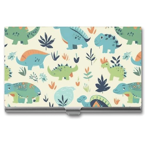 NWTRJ Visitenkartenhalter mit Dinosaurier-Muster, schmal, tragbar, Metalltasche, Namenskartenhalter, Brieftasche für Männer und Frauen, Büro, Reisen, Stil: von NWTRJ