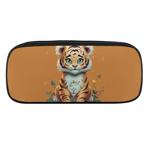 NWTRJ Year of The Tiger Lustiges Tiger-Federmäppchen, wasserdichtes Leder-Federmäppchen, großes Fassungsvermögen, Stifte-Pounch-Kosmetik-Make-up-Tasche für Damen und Herren, Stil:, Einheitsgröße von NWTRJ