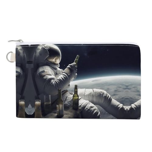 Astronaught Münzbörse mit Biermotiv und Schlüsselring, niedliches Kleingeld, tragbar, mit Reißverschluss, für Damen und Herren, Stil, Einheitsgröße, Blumenmuster, Stil:, Einheitsgröße, Blumenmuster von NWTRK
