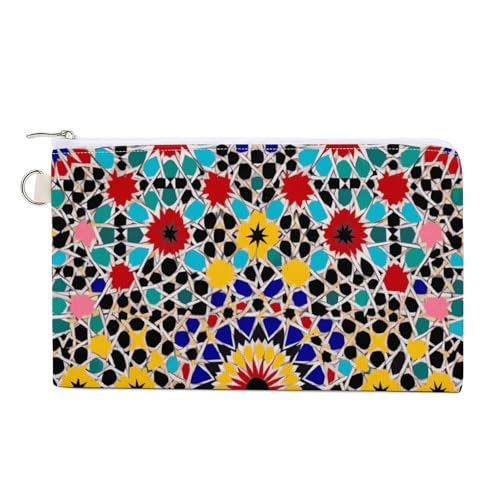 Marokkanische Münzgeldbörse mit Schlüsselring, niedliches Kleingeld, tragbar, mit Reißverschluss, für Damen und Herren, Einheitsgröße, Blumenmuster, Stil:, Einheitsgröße, Blumenmuster von NWTRK