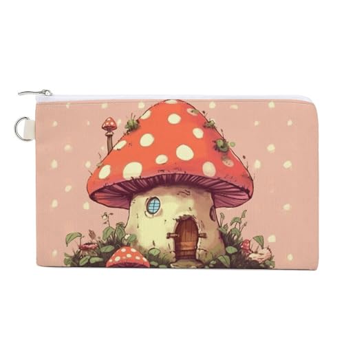 Münzbörse mit süßem Pilzhaus, mit Schlüsselring, niedliches Kleingeld, Geldbörse, Reise-Schlüsselanhänger, Geldbörse mit Reißverschluss für Damen und Herren, Stil, Einheitsgröße, Blumenmuster, Stil:, von NWTRK
