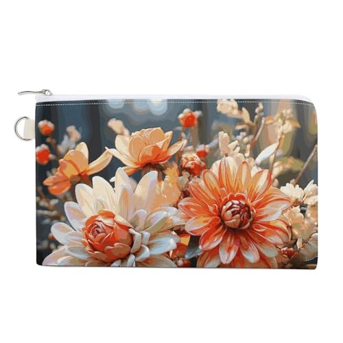 Münzgeldbörse mit Schlüsselring, niedliches Kleingeld, tragbar, mit Reißverschluss, für Damen und Herren, Einheitsgröße, Orange, Stil:, Einheitsgröße, Blumenmuster von NWTRK