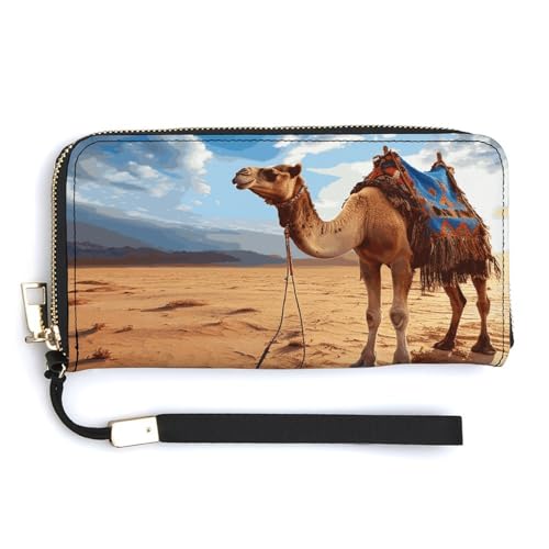 NWTRK Camel Leather Wallets Zip Around Clutch Bag Ladies Credit Card Holder Clutch Purse for Women von NWTRK