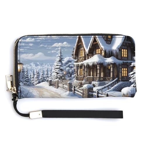 NWTRK Clutch-Tasche für Damen, Motiv: Weihnachten, Winter, fröhliche Szene, Reißverschluss, Kreditkartenhalter, Clutch, Geldbörse für Damen, Stil, 20 x 10,5 cm, Stil:, 20.0*10.5cm von NWTRK