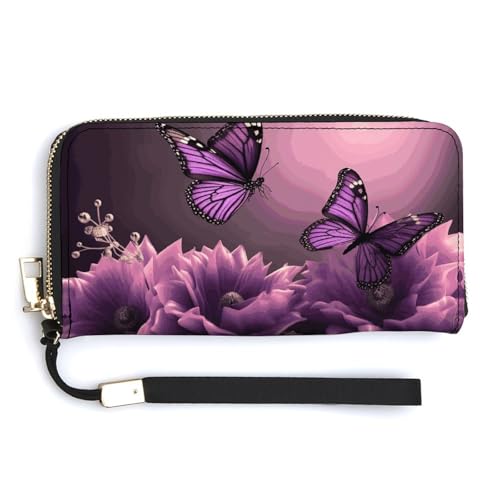 NWTRK Clutch-Tasche mit 3D-Blumen und violettem Schmetterling, Leder, mit Reißverschluss, Kreditkartenhalter, Clutch, Geldbörse für Damen, Stil, 20 x 10,5 cm, Stil:, 20.0*10.5cm NWTRK Clutch-Tasche mit 3D-Blumen und violettem Schmetterling, Leder, mit Reißverschluss, Kreditkartenhalter, Clutch, Geldbörse für Damen, Stil, 20 x 10,5 cm, Stil:, 20.0*10.5cm von NWTRK
