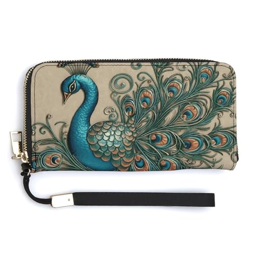 NWTRK Clutch-Tasche mit Pfauenmuster, Leder, mit Reißverschluss, Kreditkartenhalter, Clutch, Geldbörse für Damen, Stil, 20 x 10,5 cm, Stil:, 20.0*10.5cm NWTRK Clutch-Tasche mit Pfauenmuster, Leder, mit Reißverschluss, Kreditkartenhalter, Clutch, Geldbörse für Damen, Stil, 20 x 10,5 cm, Stil:, 20.0*10.5cm von NWTRK