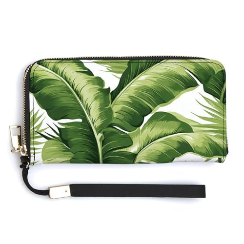 NWTRK Damen-Clutch-Tasche mit Reißverschluss, Motiv: grüne Palmenblätter, Clutch, Geldbörse, 20 x 10,5 cm, Stil:, 20.0*10.5cm von NWTRK