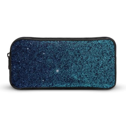 NWTRK Großes Federmäppchen, blaugrün, glitzernd, tragbar, ästhetisches Federmäppchen für Damen und Herren, niedlicher Schreibwaren-Organizer, multifunktionale Make-up-Tasche für Reisen, Büro, 22 x 12 von NWTRK