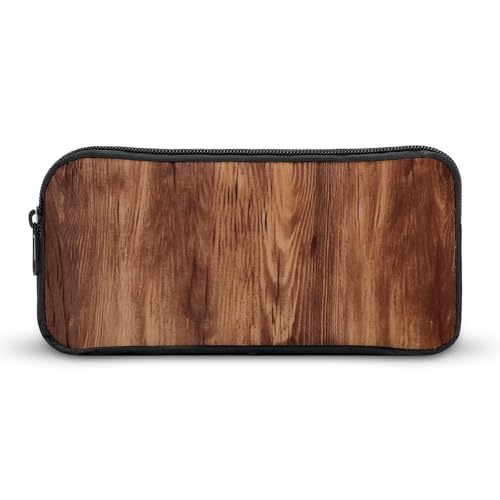 NWTRK Großes Federmäppchen, braune Holzmaserung, tragbar, ästhetisches Federmäppchen für Damen und Herren, niedlicher Schreibwaren-Organizer, multifunktionale Make-up-Tasche für Reisen, Büro, Stil:, von NWTRK