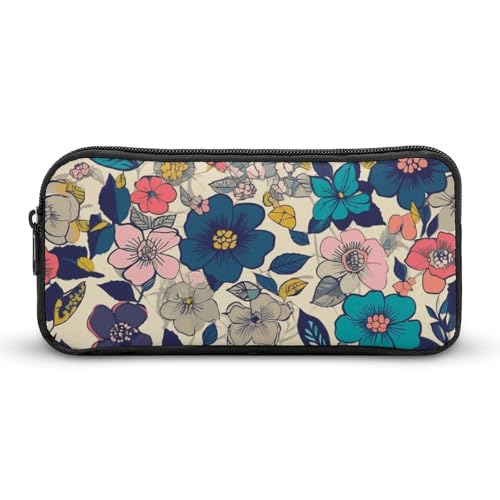 NWTRK Großes Federmäppchen mit Blumenmuster, tragbar, ästhetisches Federmäppchen für Damen und Herren, niedlicher Schreibwaren-Organizer, multifunktionale Make-up-Tasche für Reisen, Büro, Stil:, von NWTRK