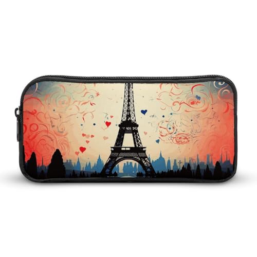 NWTRK Großes Federmäppchen mit Paris-Muster, tragbar, ästhetisches Federmäppchen für Damen und Herren, niedlicher Schreibwaren-Organizer, multifunktionale Make-up-Tasche für Reisen, Büro, 22 x 12 x 5 von NWTRK