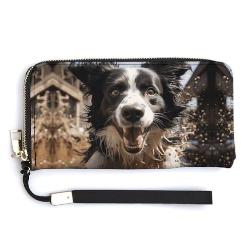NWTRK Pastor Border Collie Geldbörse aus Leder, mit umlaufendem Reißverschluss, Clutch-Tasche für Damen, Kreditkartenetui von NWTRK