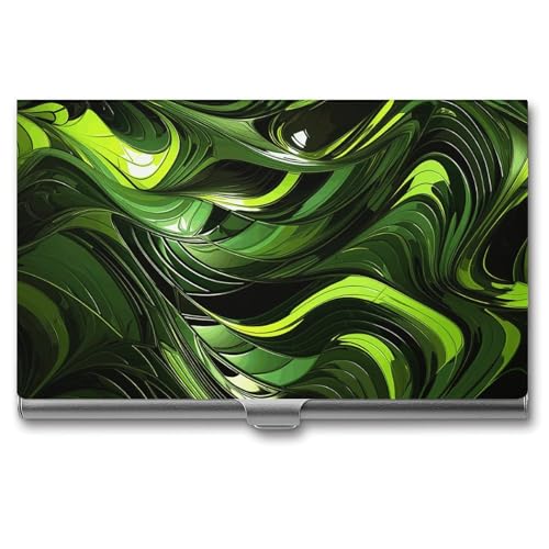 NWTRK Visitenkartenetui, schlank, tragbar, Metall, Visitenkartenetui, abstrakte grüne Schlange, Tasche, Namenskartenhalter, Brieftasche für Männer und Frauen, Büro, Reisen, Stil: von NWTRK