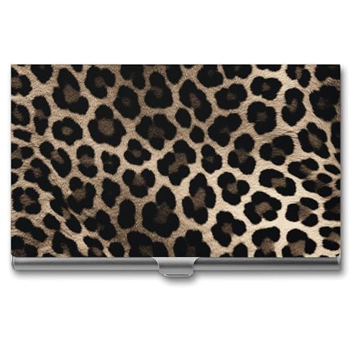 NWTRK Visitenkartenetui, schlank, tragbar, Metall, Visitenkartenetui, schwarz, Leopardenmuster, Tasche, Namenskartenhalter, Brieftasche für Männer und Frauen, Büro, Reisen von NWTRK