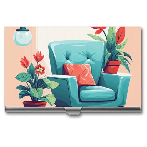 NWTRK Visitenkartenetui Slim Portable Metall Visitenkartenetui Beige Wohnzimmer Tasche Namenskartenhalter Brieftasche für Männer Frauen Büro Reisen, Stil: von NWTRK